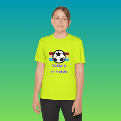 Neon Yellow Youth Kickin It With Style Moisture-Wicking Tee