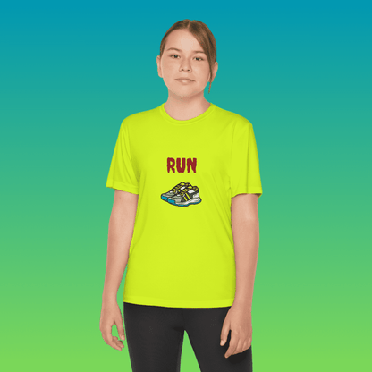 Neon Yellow Youth Running Moisture-Wicking Tee