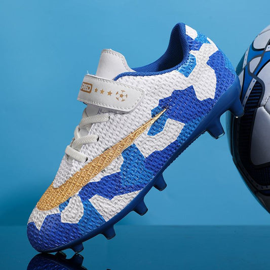 Blue and White Football Boots Long Nails - Sporty Types