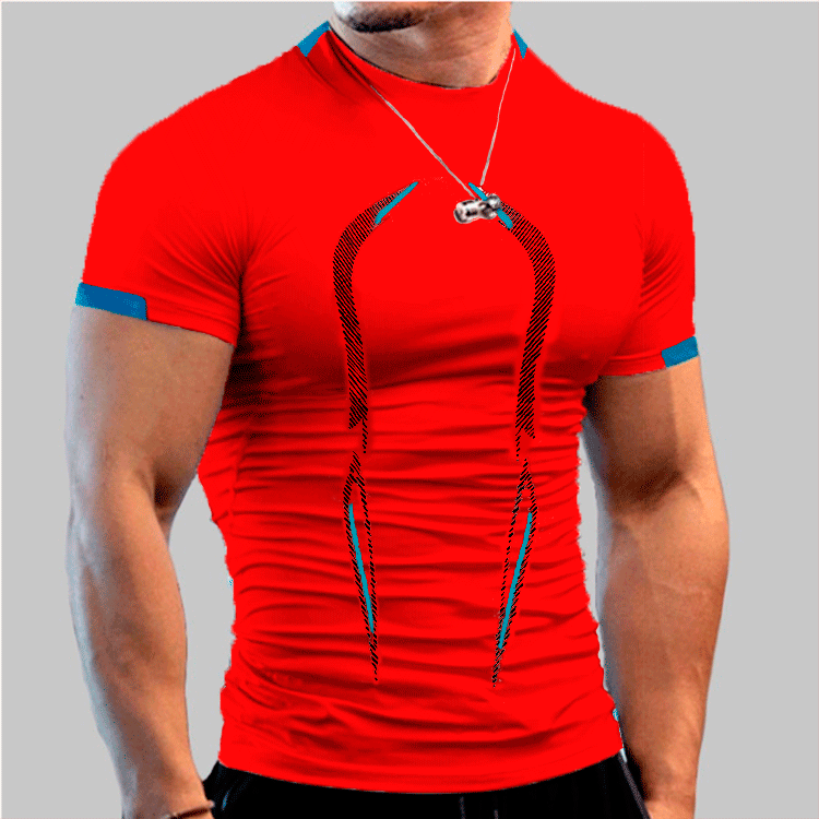 Men's Red Quick-drying Fitness T-Shirt