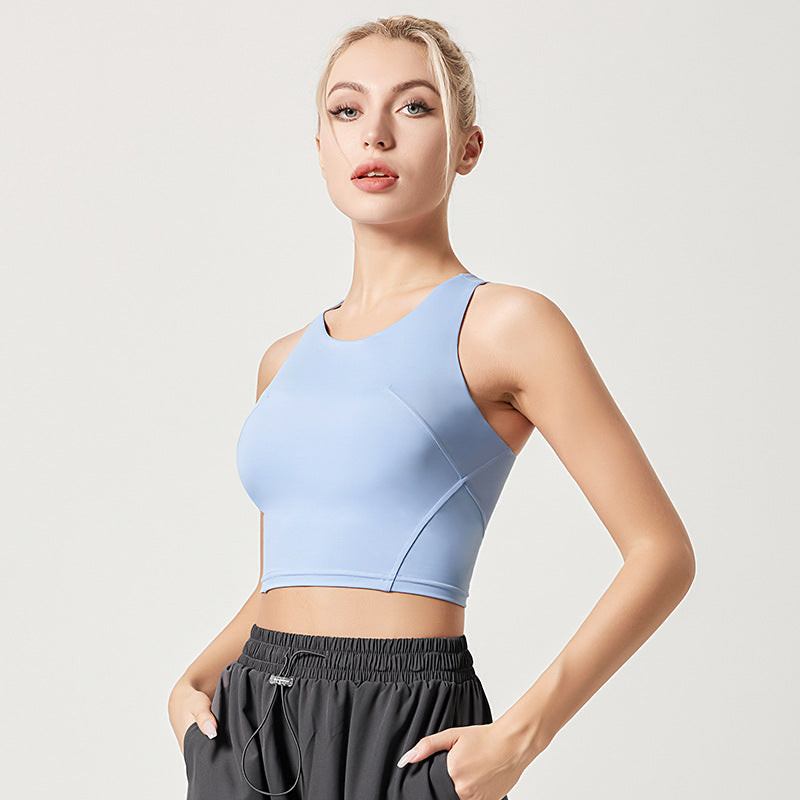Sky Blue High-strength Supportive Fitness Crop Top