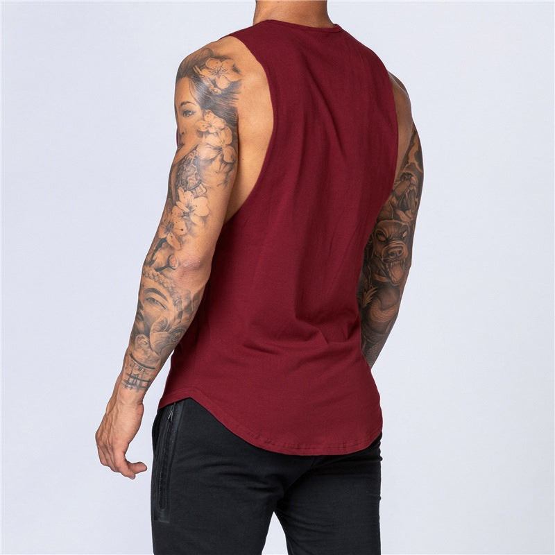 Men's Red Plain Colored Muscle Vest