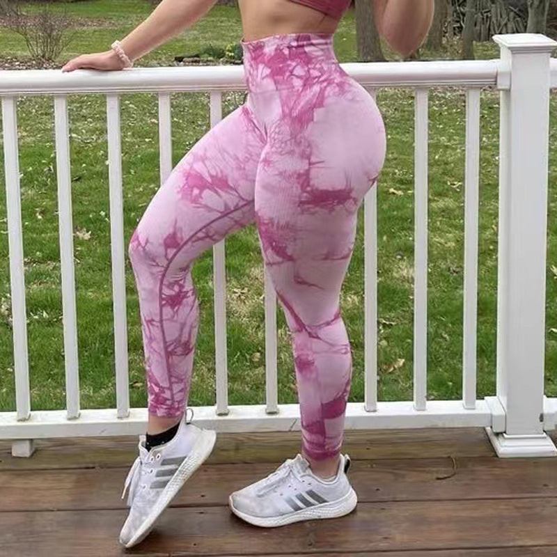 Women's Pink Tie-dye Yoga Pants