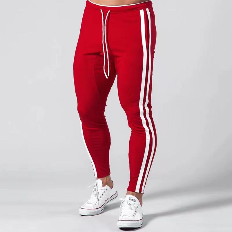 Men's Red Striped Joggers