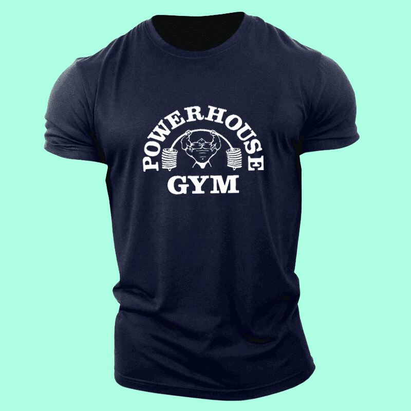 Men's Dark Blue POWERHOUSE Gym Print T-Shirt