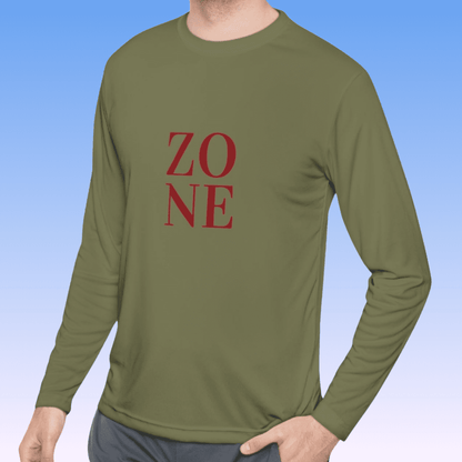 Olive Men's Zone Red Long Sleeve Moisture-Wicking Tee