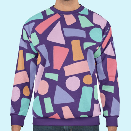 Unisex Purple Geometric Sweatshirt
