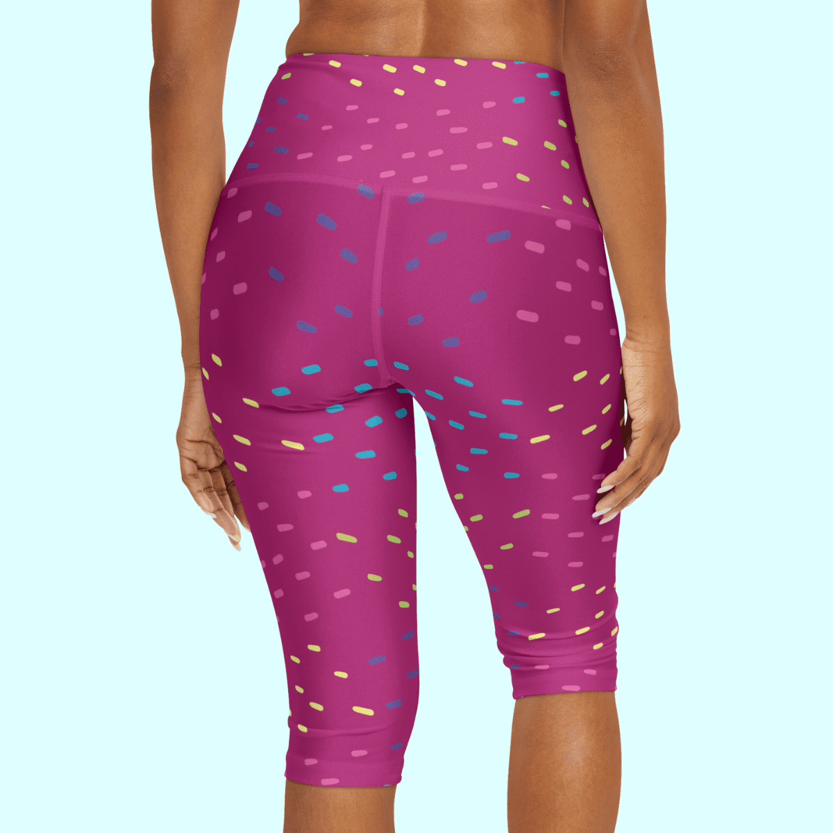 Pink With Pastel Specs Yoga Capri Leggings