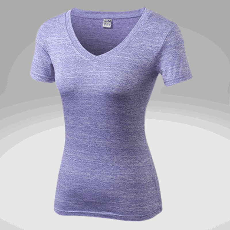 Women's Purple Fitted V-Neck Fitness Tee