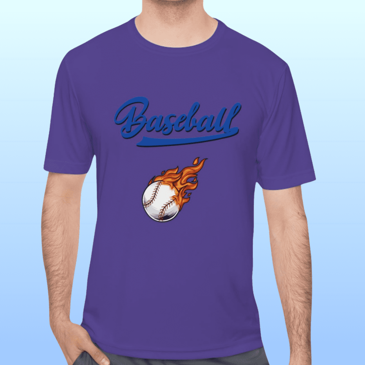 Men's Purple Baseball Moisture Wicking Tee