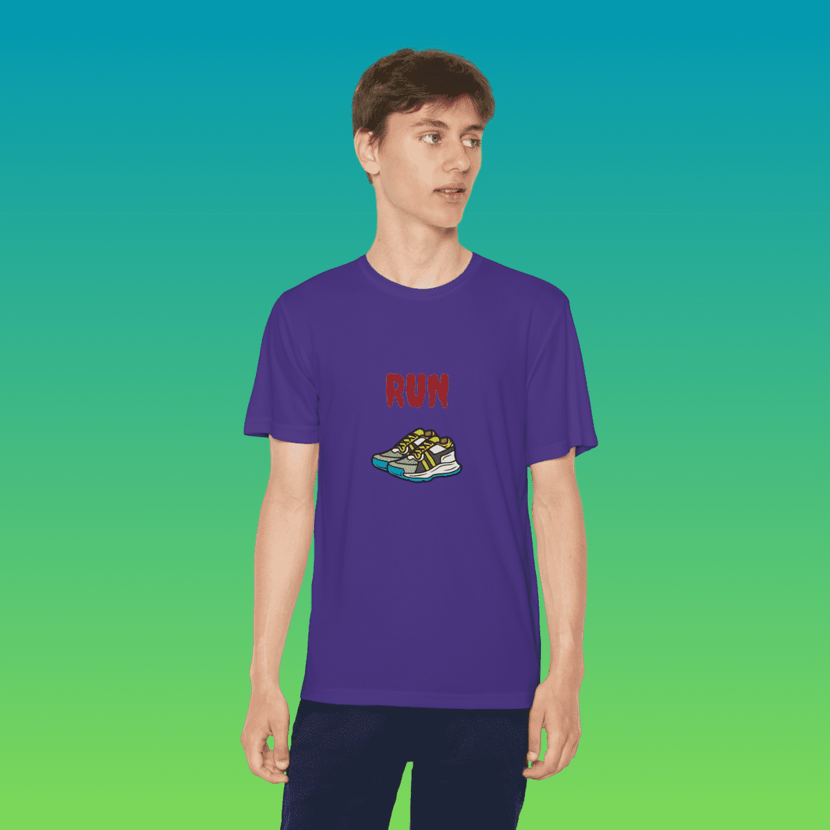 Purple Youth Running Moisture-Wicking Tee