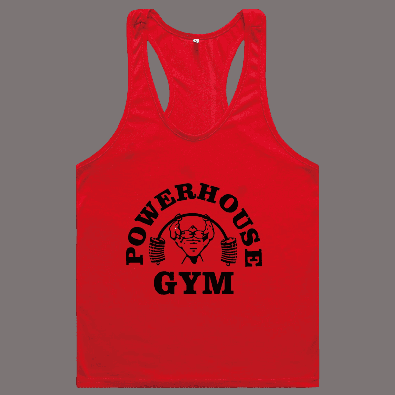Men's Red POWERHOUSE Gym Print Tank Top