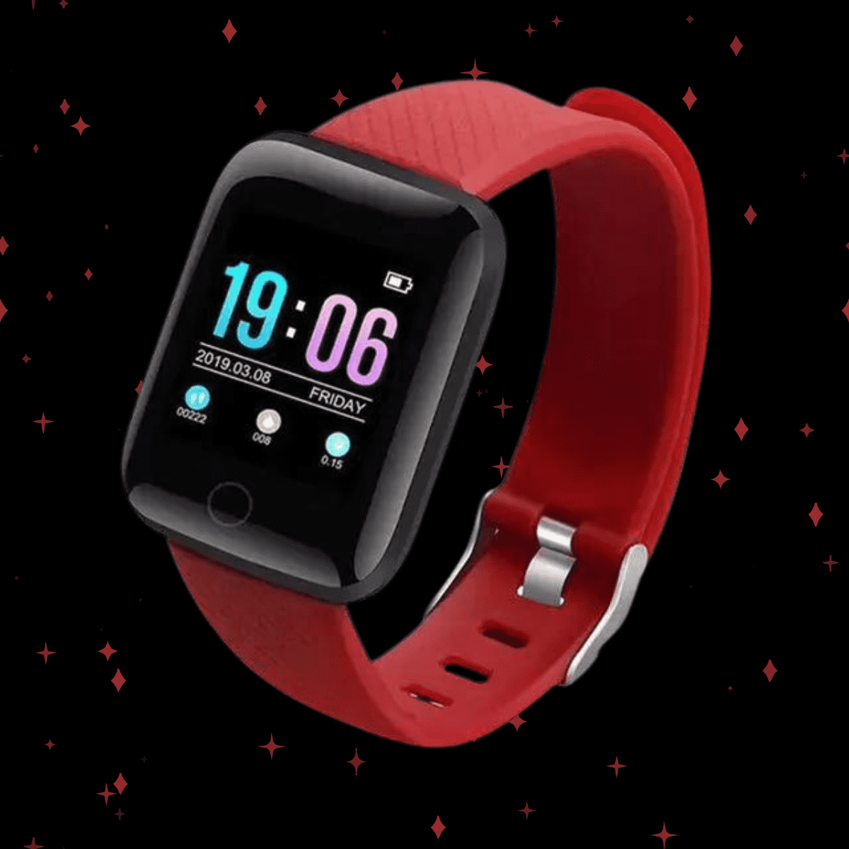 Red Fitness Tracker Smartwatch