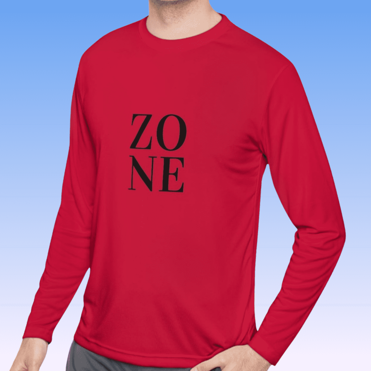 Red Men's Zone Black Long Sleeve Moisture-Wicking Tee