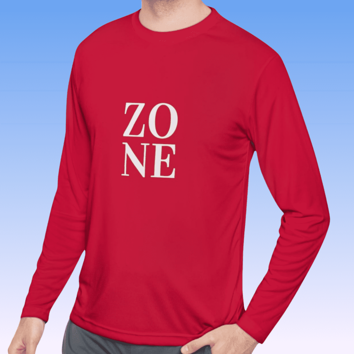 Red Men's Zone White Long Sleeve Moisture-Wicking Tee