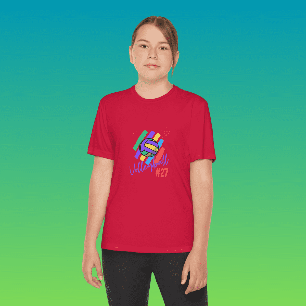 Red Youth Volleyball Moisture-Wicking Tee