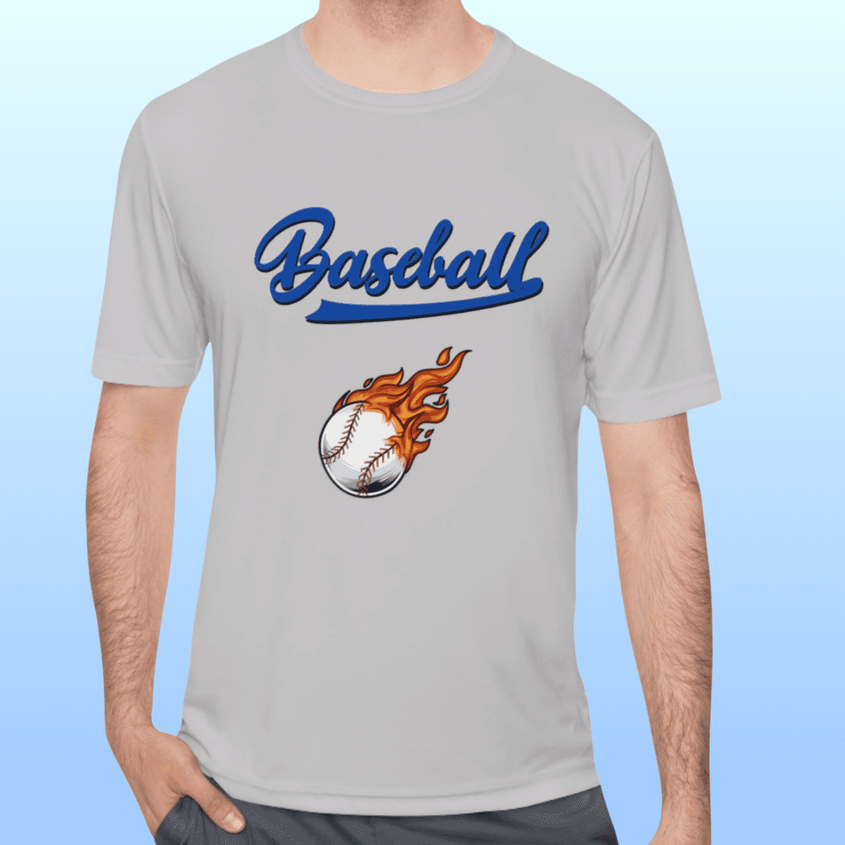 Men's Silver Baseball Moisture Wicking Tee