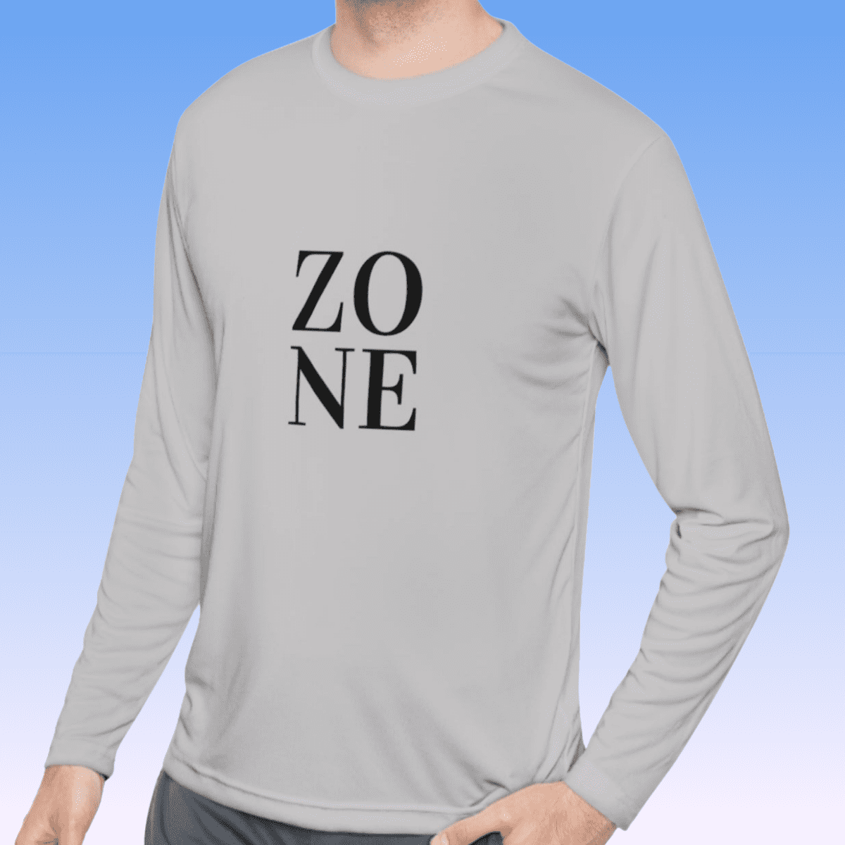 Silver Men's Zone Black Long Sleeve Moisture-Wicking Tee