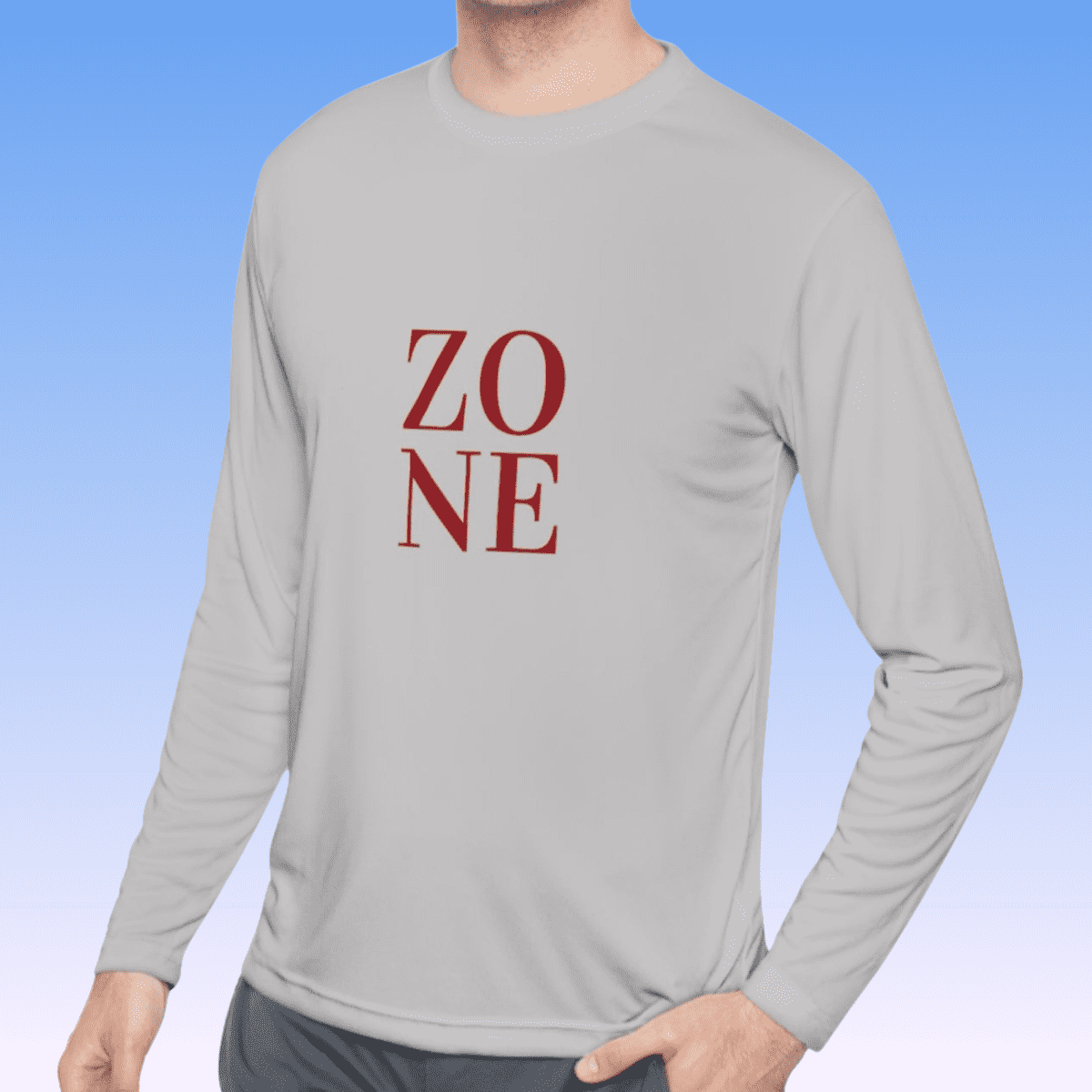 Silver Men's Zone Red Long Sleeve Moisture-Wicking Tee