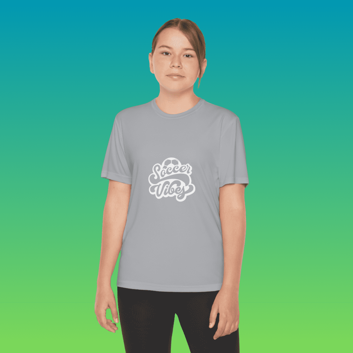 Silver Youth Soccer Vibes Moisture-Wicking Tee