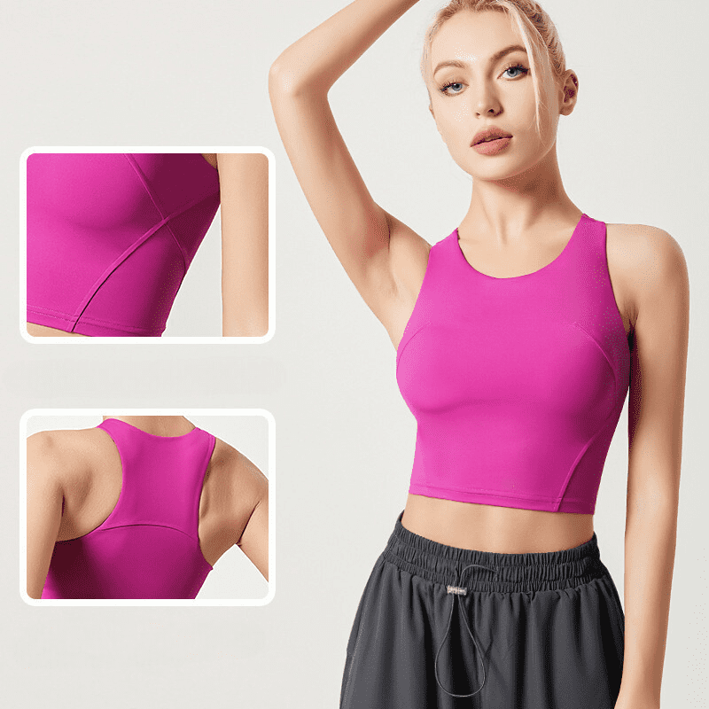 Rose Red High-strength Supportive Fitness Crop Top
