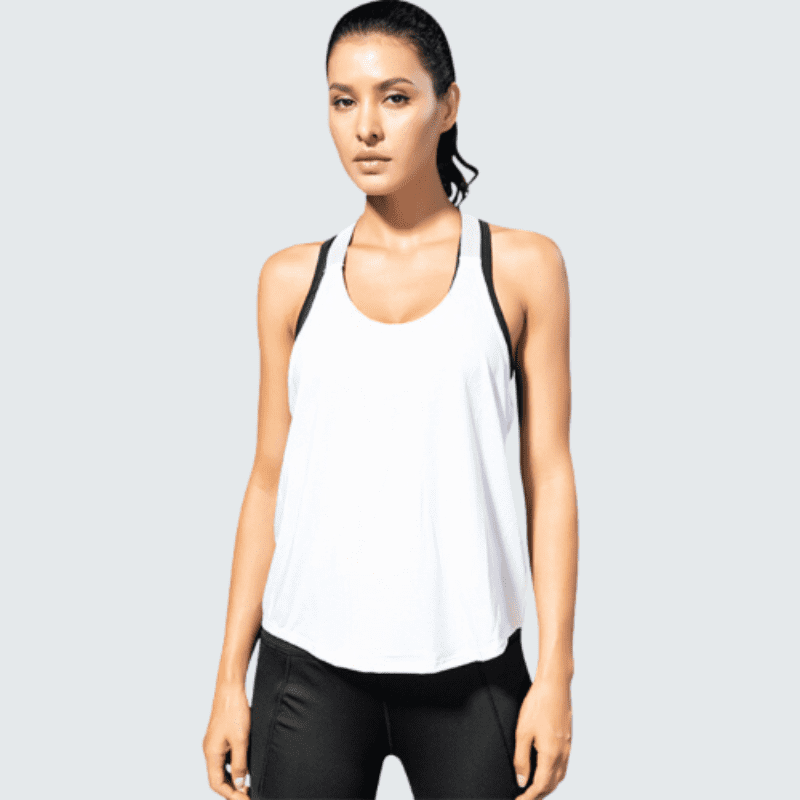 Women's White Fitness Tank Top T-Strap