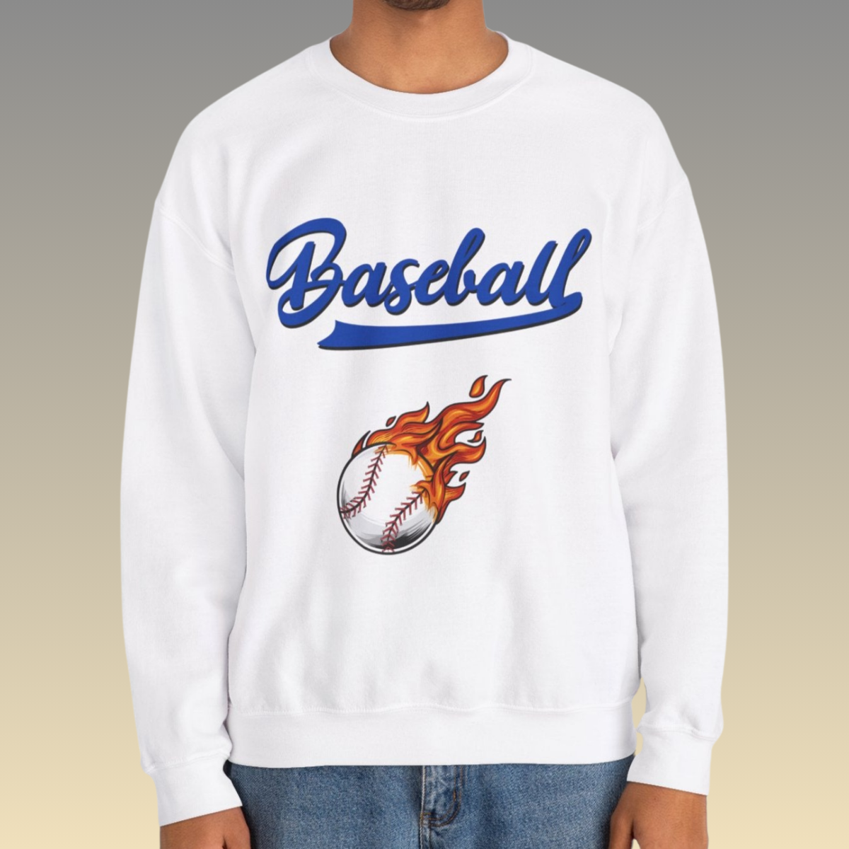 White Men's Baseball Heavy Blend Sweatshirt