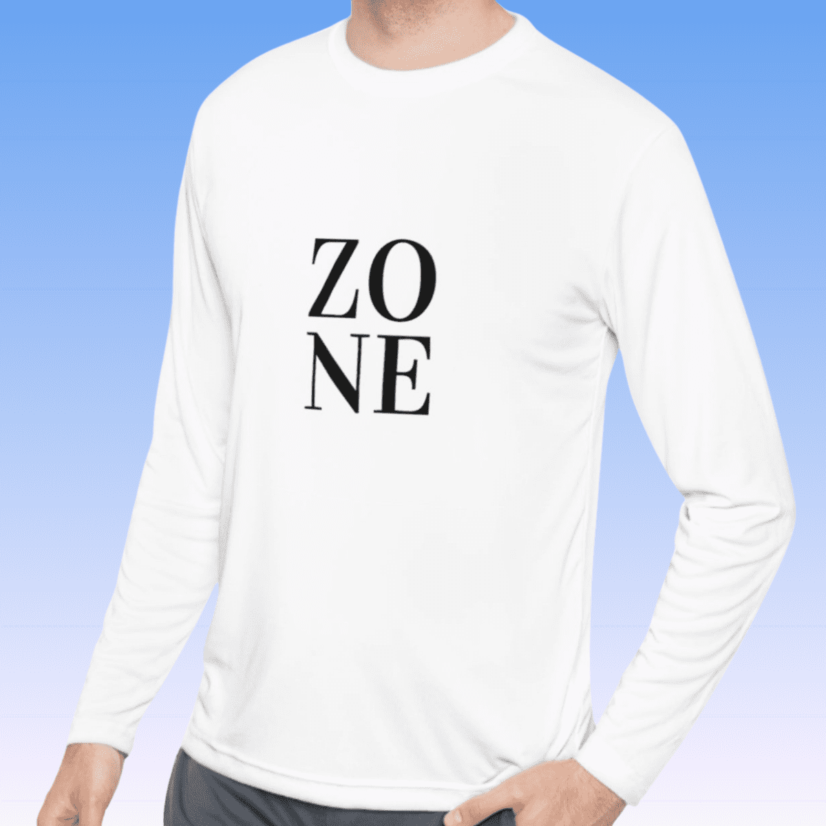 White Men's Zone Black Long Sleeve Moisture-Wicking Tee
