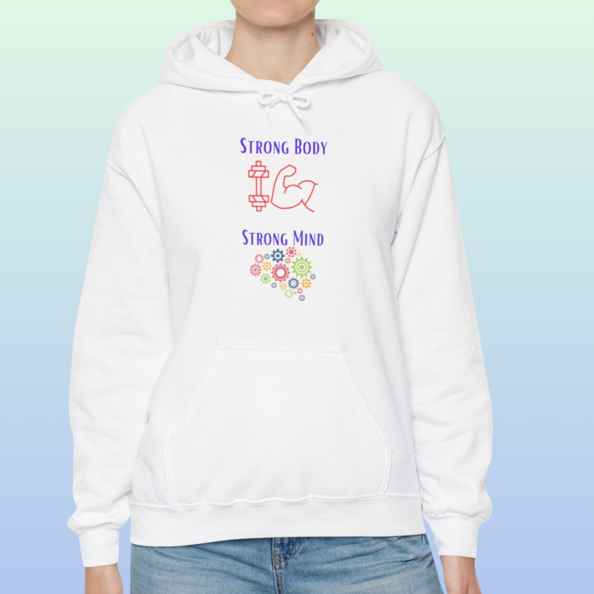 White Women's Strong Body Strong Mind Hoodie