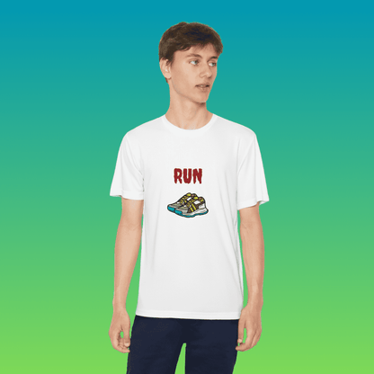 White Youth Running Moisture-Wicking Tee