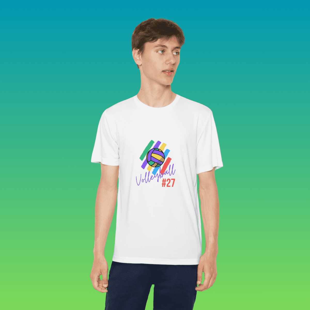 White Youth Volleyball Moisture-Wicking Tee
