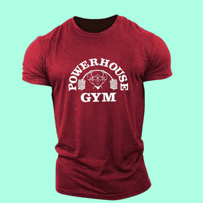 Men's Wine Red POWERHOUSE Gym Print T-Shirt