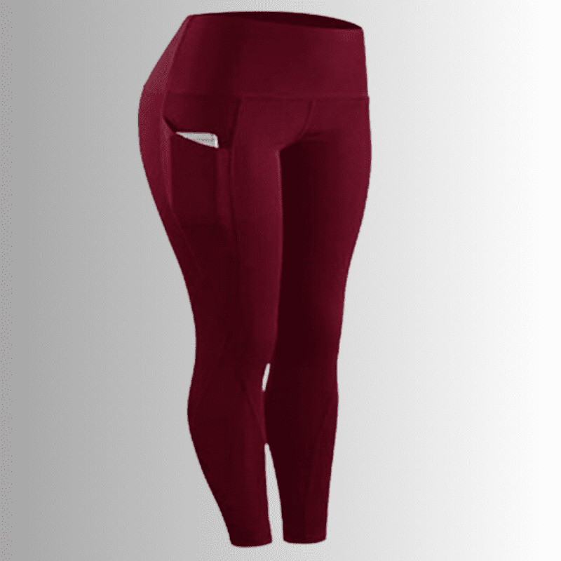 Plain Wine Red Colored Yoga Pants