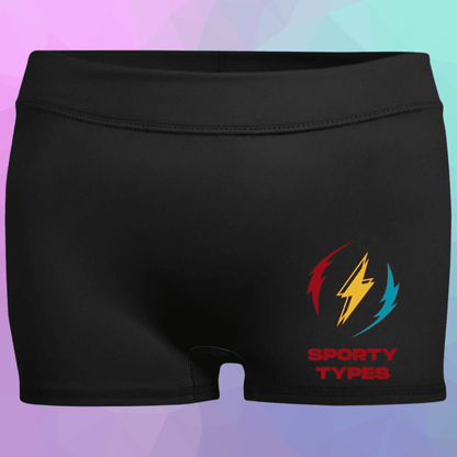 Women's Black Sporty Types Fitted Moisture-Wicking Shorts