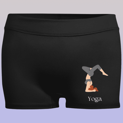 Women's Black Yoga Pose Moisture-Wicking Shorts