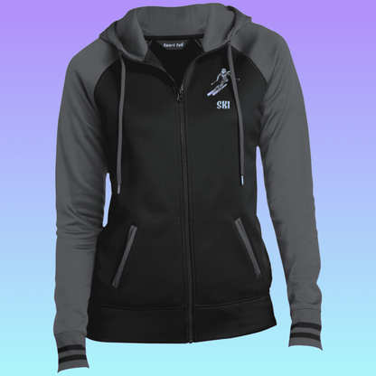 Women's Black and Grey Ski Sport-Wick® Full-Zip Hooded Jacket