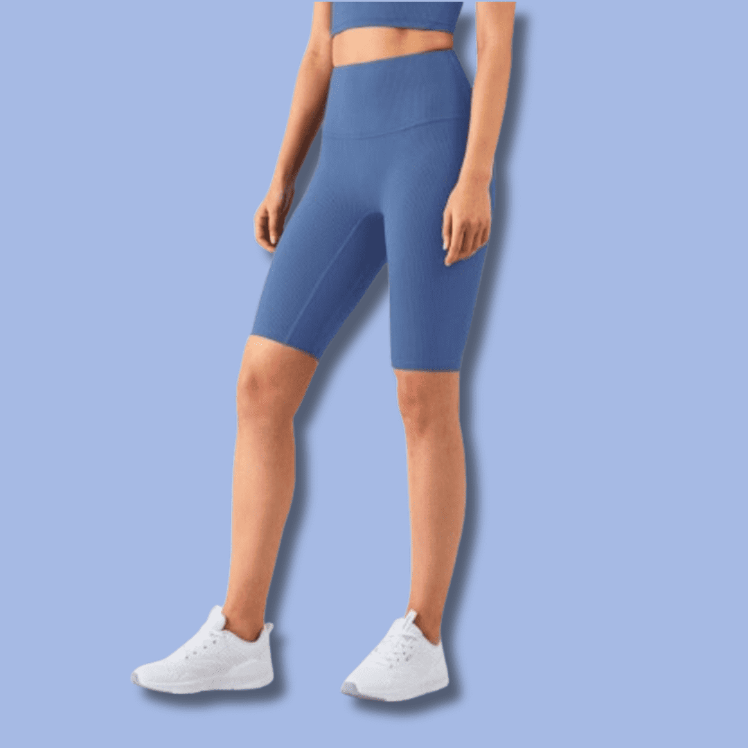 Women's Blue Ribbed Shorts