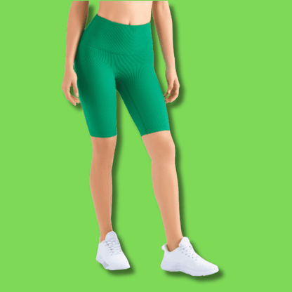 Women's Green Ribbed Shorts