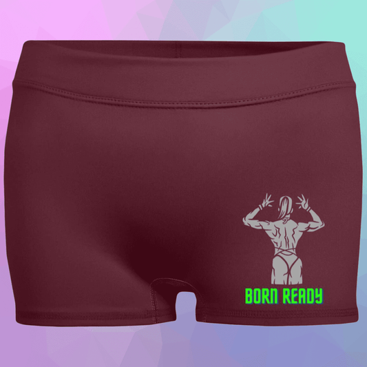 Women's Maroon Born Ready Fitted Moisture-Wicking Shorts