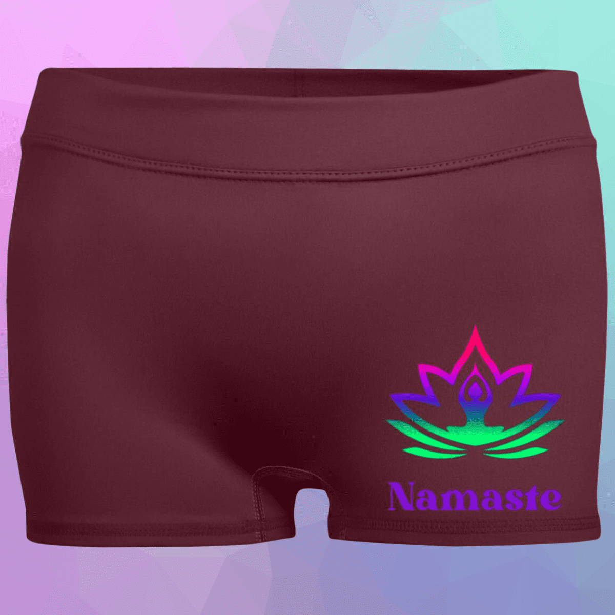 Women's Maroon Namaste Fitted Moisture-Wicking Shorts