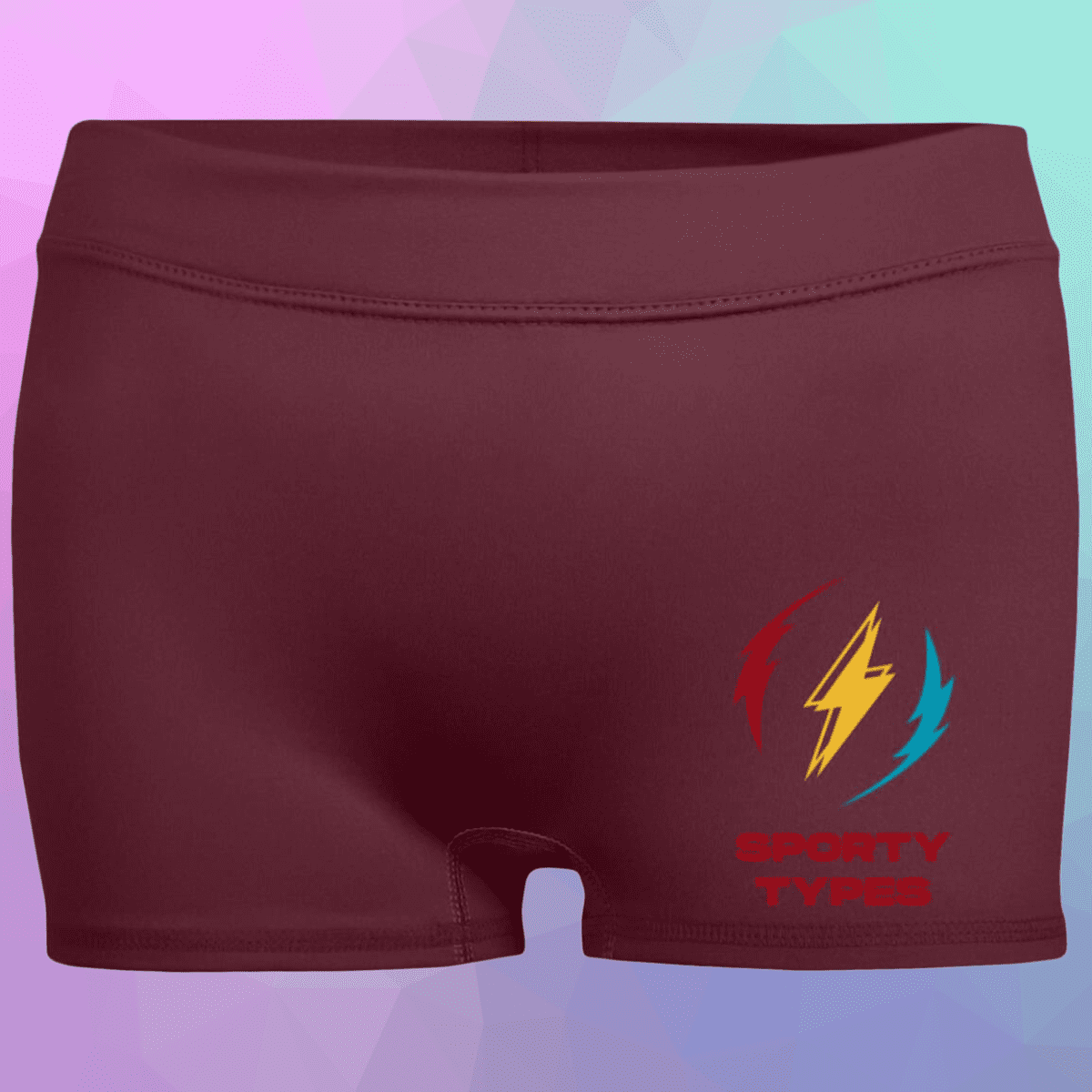 Women's Maroon Sporty Types Fitted Moisture-Wicking Shorts
