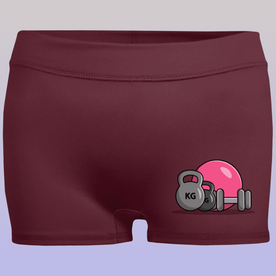 Women's Maroon Workout Fitted Moisture-Wicking Shorts