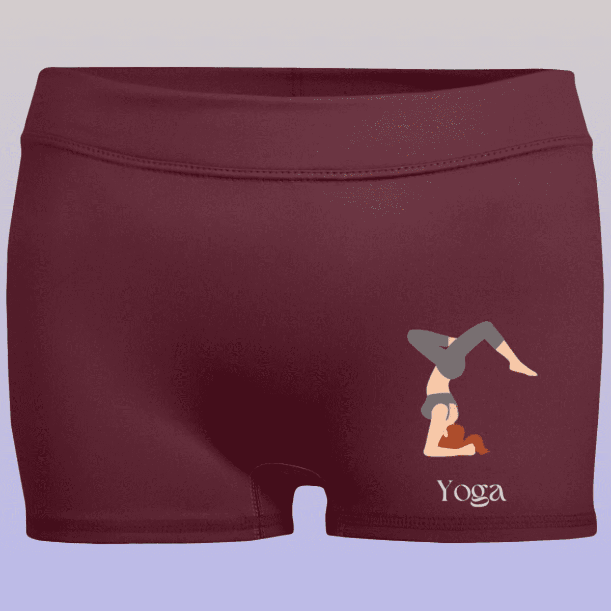 Women's Maroon Yoga Pose Moisture-Wicking Shorts