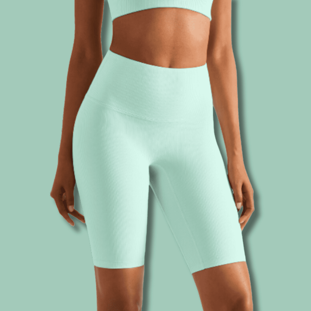 Women's Mint Green Ribbed Shorts