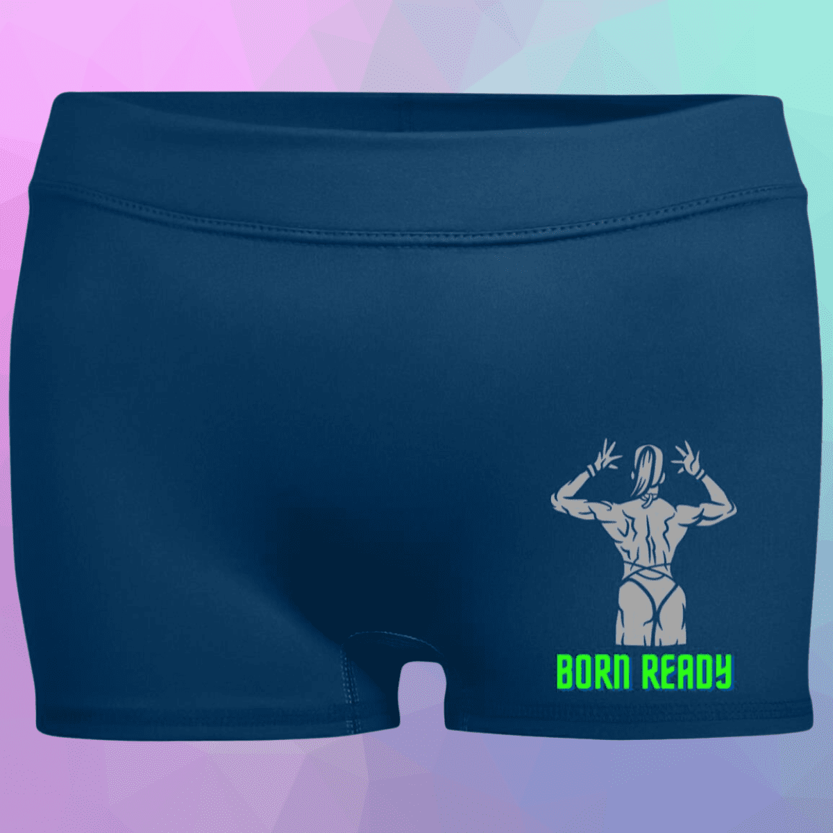 Women's Navy Born Ready Fitted Moisture-Wicking Shorts