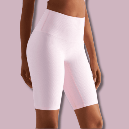Women's Pink Ribbed Shorts