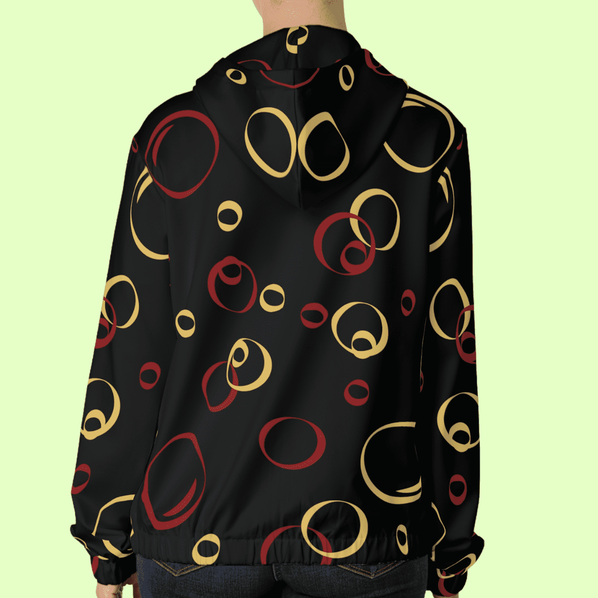 Women’s Red And Gold Bubbles Full Zip Hoodie