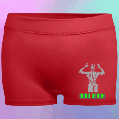 Women's Red Born Ready Fitted Moisture-Wicking Shorts