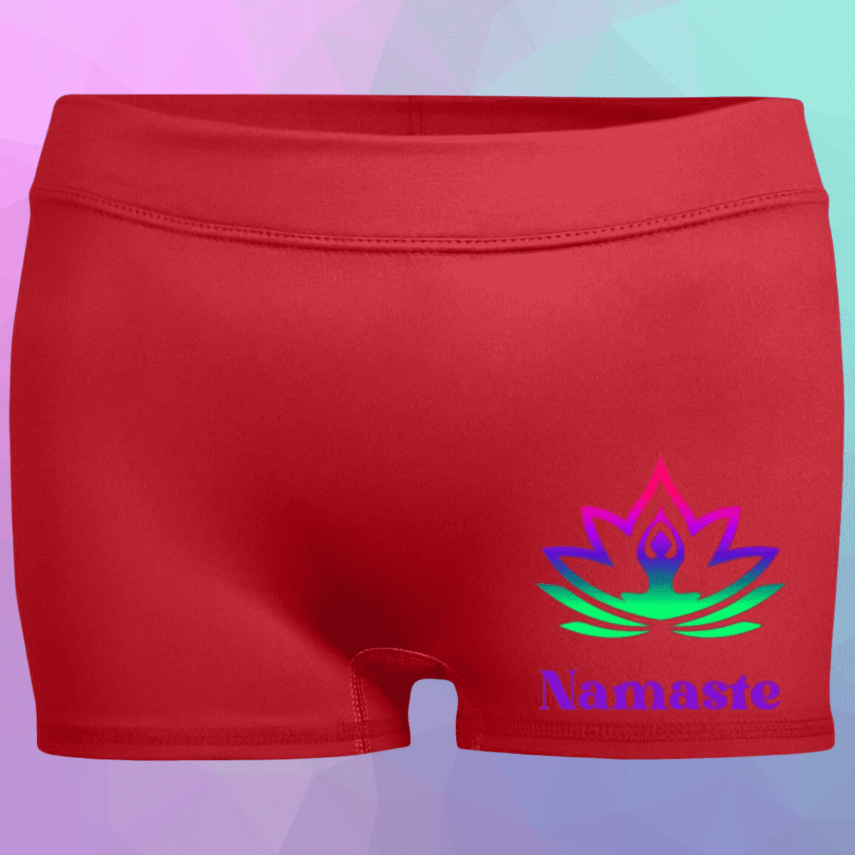 Women's Red Namaste Fitted Moisture-Wicking Shorts