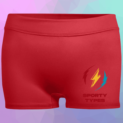 Women's Red Sporty Types Fitted Moisture-Wicking Shorts